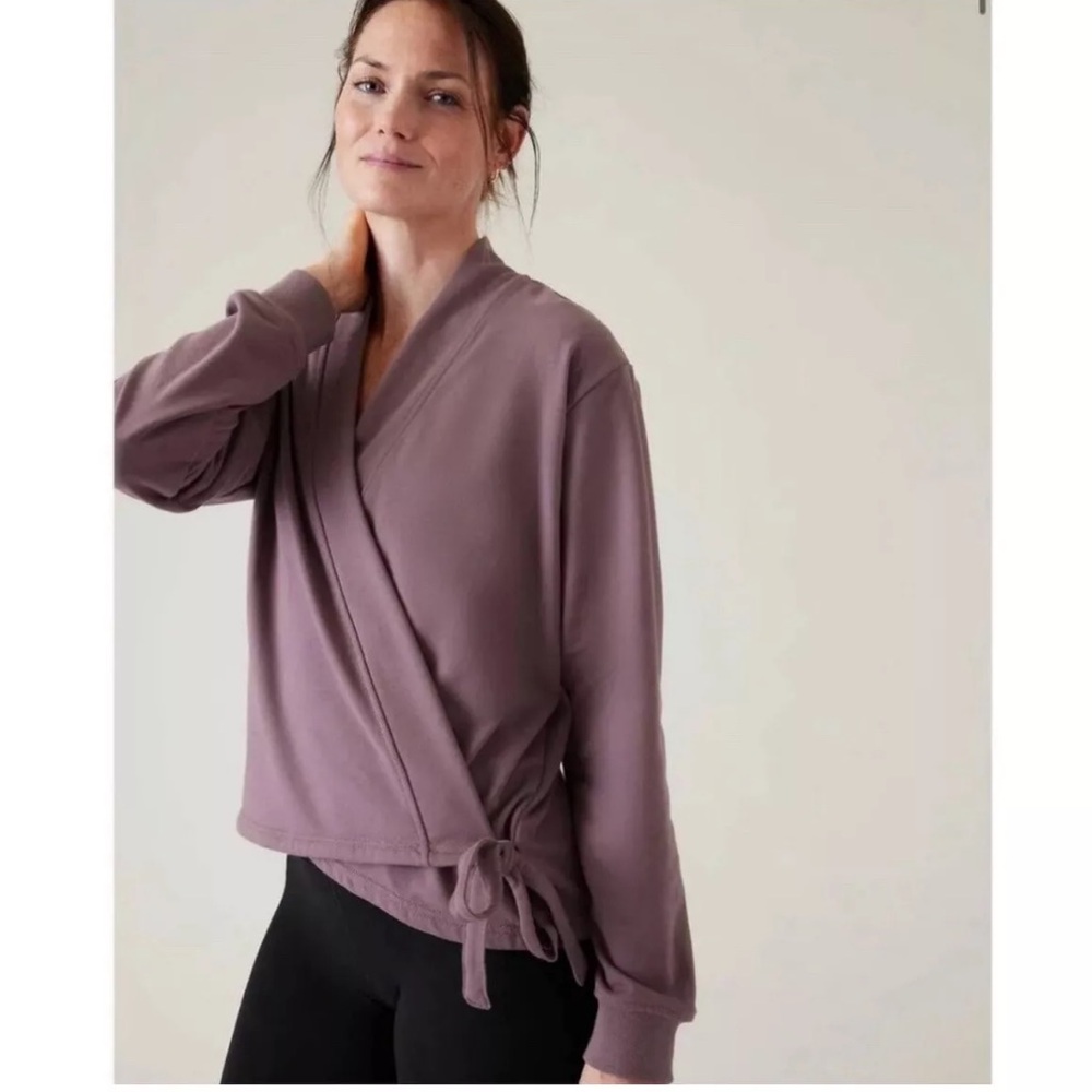 Athleta Retroterry Wrap Sweatshirt - Damask Mauve French Terry size Medium